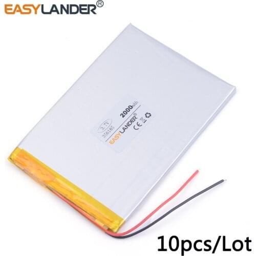10pcs /Lot 3.7v lithium Li ion polymer rechargeable battery 356185 2000mAh For Mp3 GPS PSP phone PAD MID DVD Power bank