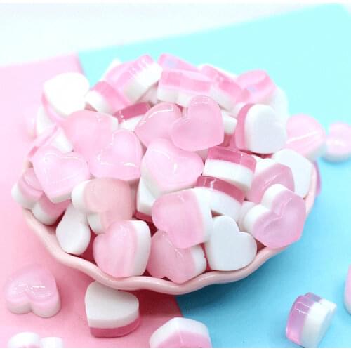 10Pcs Cute DIY Heart Candy Slime Supplies Accessories Phone Case Decoration for Slime Filler Miniature Resin Cake Candy