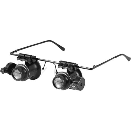 20X Glasses Type Double Eye Magnifier Watch Repair Tool Magnifier with Two Adjustable LED Lights