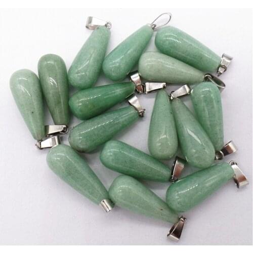 50Pcs 25x10mm Wholesale Natural Green Aventurine Teardrop Pendant Bead DIY Earrings Handmade Jewelry Accessories S677