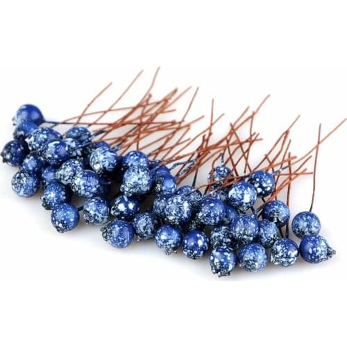 50pcs BlueBerry Artificial Flowers Stamen Artificial Berries for Scrapbooking DIY home teble wreath Decoration
