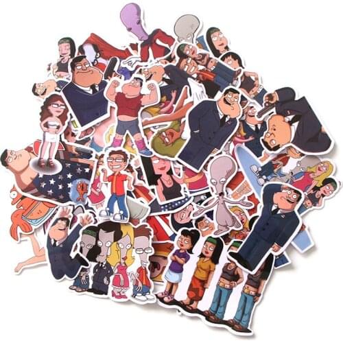 56Pcs/Pack American Dad! Graffiti Stickers Divination Stickers For Luggage Laptop Refrigerator Motorcycle Skateboard Pegatinas