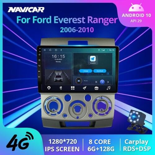 2DIN Android 10.0 Car Radio For Ford Everest Ranger 2006-2010 For Mazda Bt 50 Car Multimedia Video Player Navigation GPS NO 2DIN