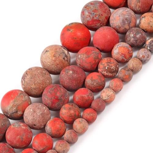 Natural American Turquoises Red Howlite Round Matte Stone Beads for Jewelry Making DIY Bracelet Accessories 15'' 4-10mm