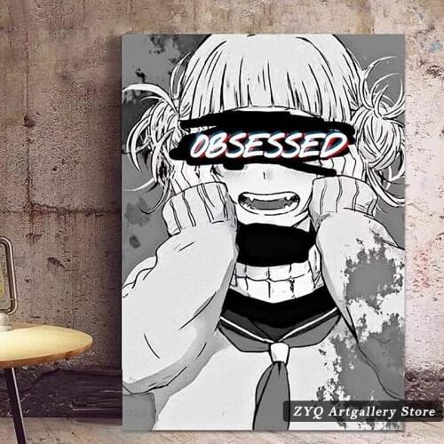 Black And White Anime Himiko My Hero Academia Canvas Decoration Prints Poster Pictures Home Decor Living Room Bedroom