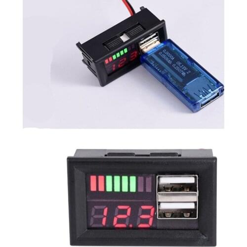 Red LED Digital Display Voltmeter Mini Voltage Meter Battery Tester Panel For DC 12V Cars Motorcycles Vehicles USB 5V2A 19QB