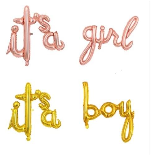 Baby Shower Birthday Balloons Its A Girl Boy Foil Balloon Accessories Rose Gold Silver Decorations Gender Reveal Party Supplies