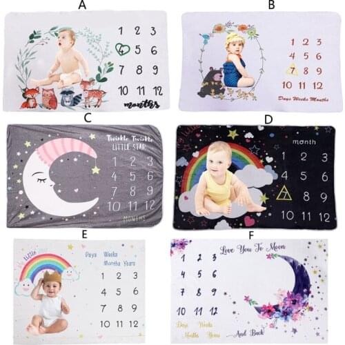 Baby Swaddle Blanket Super Soft Flannel Milestone Blanket Play Mat Photo Prop 090A