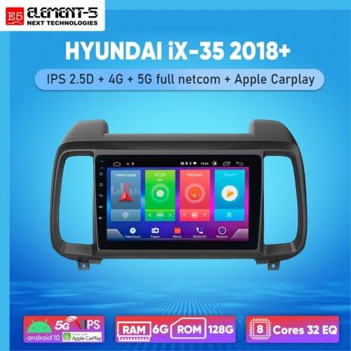 ELEMENT-5 9" 6G+128G Android 10 4G 5G WIFI RDS DSP Car Radio For HYUNDAI iX-35 2018+ Navigation GPS
