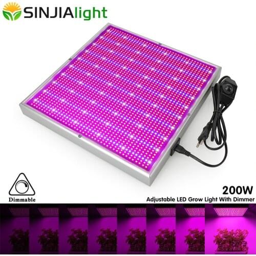 200W LED Grow Light Dimmable Full Spectrum 2000LEDs Growing Phyto Lamp for Plants Hydroponics Flowers Indoor Grow Tent +Dimmer