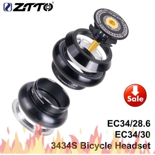 ZTTO 3434S MTB Road Bike Threadless Headset 34mm EC34 CNC 1-1/8 28.6 Straight Tube Fork 34 Conventional Threadless Headset