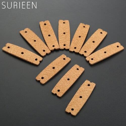 Brown 10pcs Slingshot Pouches Microfiber Leather with Multi Hole Outdoor Hunting Catapult Rubber Band Accessories 60mm*18mm*15mm