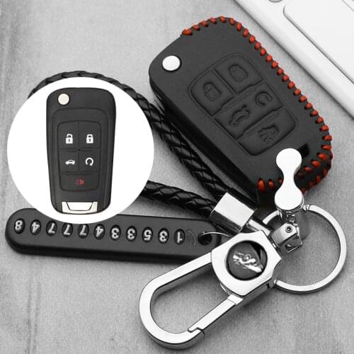 Leather Car Key Case Cover For Buick Chevrolet Cruze Opel Vauxhall Mokka Encore FlipAuto KeyShell key cover cap key cover
