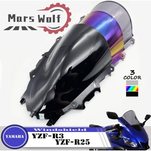 Motorcycle Visor Viser Windshield WindScreen Fit For YAMAHA YZF R25 R3 yzf-r25 yzf-r3 2019 2020 19-20 Double Bubble
