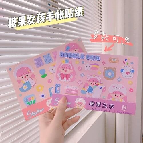 Creative Sticker Cartoon Girl Waterproof Pet Sticker Cute Diy Hand Account Material Sticker Decorative Small Pattern