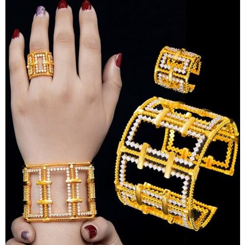 Missvikki Trendy Precious Luxury Noble 4 PCS BOHO Jewelry Set Earrings Necklace Bangle Ring Women Wedding Jewelry 2020 Gorgeous