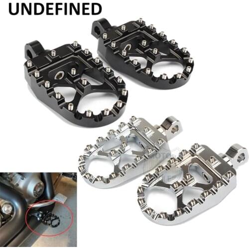 Motorcycle MX Foot Pegs Wide Fat Footpegs Bobber 360 Roating Footrests For Harley Sportster Iron 883 Dyna Fatboy Street Bob