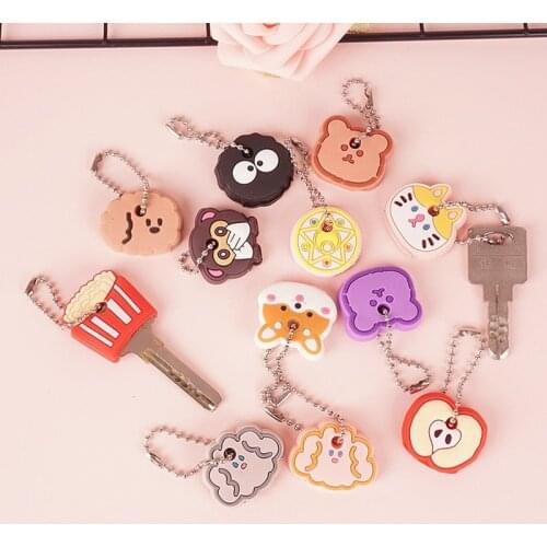Cartoon Silicone Protective Key Case Cover for Key Control Dust Cap Holder Gift Girlfriend Key Chain Decoration Home Supplies