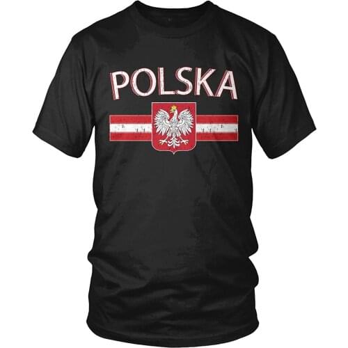 Mens T Shirts Fashion 2019 Mens Polska Poland Flag and Polish White Eagle T-shirt T Shirt Short Sleeve