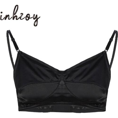 Sissy Lingerie for Men Soft Satin Bralette Adjustable Spaghetti Straps Crossdressing Erotic Gay Underwear Hot Sexy Male Bra Tops