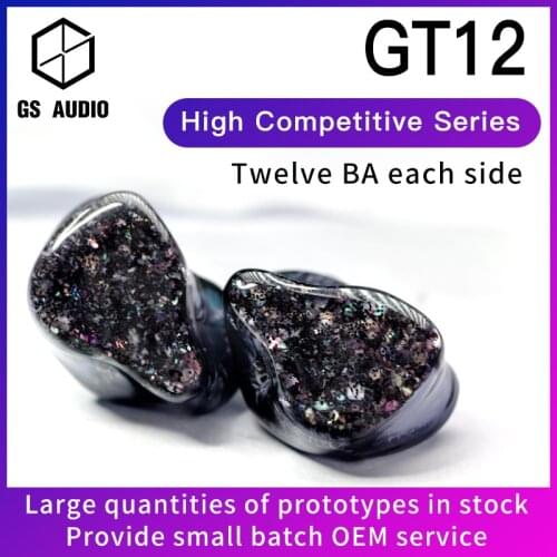 GS AUDIO GT12 12BA Hybrid Driver HiFi In-Ear Earphones with 0.78 2pin Detachable Cable IEMs for Audiophiles Musician OEM ODM