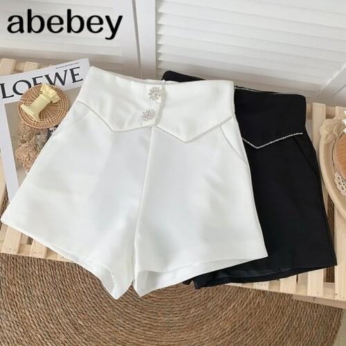 2021 New Summer Temperament All-match solid Shorts diamond high waist slim Suit Shorts casual wide leg shorts