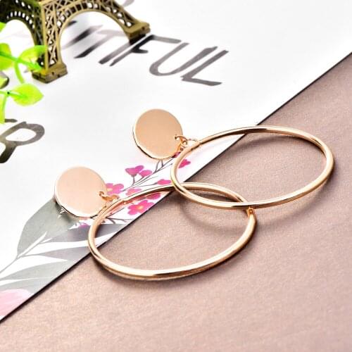 New Arrival Simple Silver/Gold Color Long Hollow Big Round Earrings Hip-hop Rock Simple For Women Accessories Jewelry