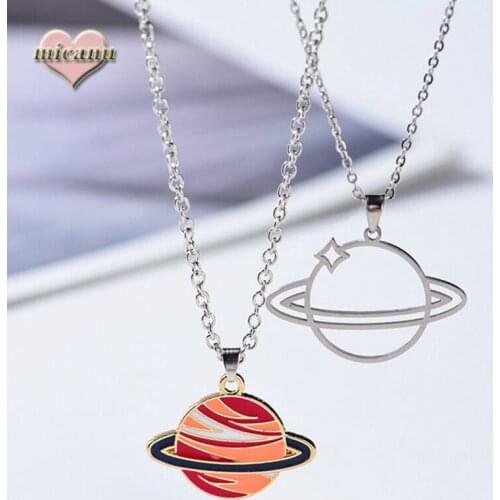 Necklace Layered Retro Hip Hop Saturn Aesthetic Kpop Pendant Designer Jewelry Couple Trend Girl Store Gift For Women Vintage2021