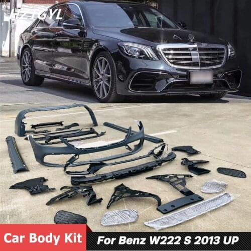 PP Unpainted Front Rear Bumper Side Skirts Car Body Kit For Benz W222 S320 S350 S450 S500 S680 Modify S65 AMG Style 2013 Up