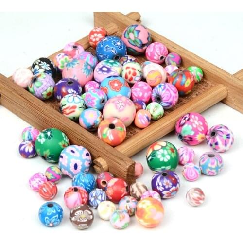 Multicolor Flower Round Polymer Clay Beads Charm Loose Spacers Beads 6/8/10/12m Handmade DIY Accessories for Jewelry Making