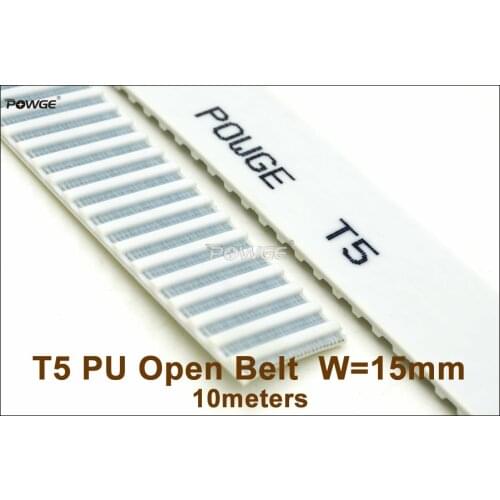 POWGE 10meters T5 Timing Belt T5-15 Width=15mm Pitch=5mm PU With Steel Core Open-End Belt T5 15 AT5 Belt