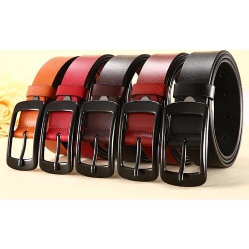 New Womens Genuine Leather Belts Luxury Designer Fashion Black Casual Ladies Leather Waistband Metal Pin Buckle Strap Jeans