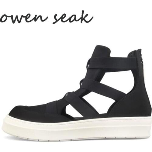 Owen Seak Men Casual Sandals Black Rome Gladiator Sandals High-Top Shoes Mules Clogs Zip Summer Men Sandals Sneakers