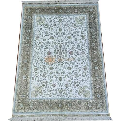 Seeykeep™ 4.5x6.5ft Elegant Floral Rectangle Pure Silk Handknotted Rug-SK3036174