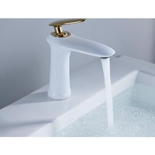 Basin Faucets Brass Bathroom Sink Mixer Tap Hot & Cold White/Chrome Lavatory Faucet Single Handle Toilet Sink Water Crane Mixer