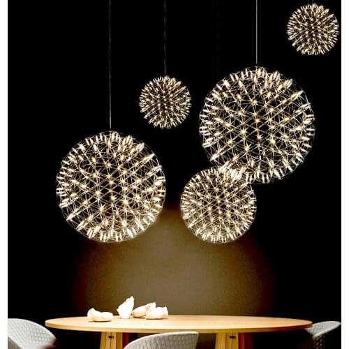 Modern globe chandelier Firework stainless steel chandelier Bedroom Living room Kitchen Shop Ball Golden Sliver Chandelier Light