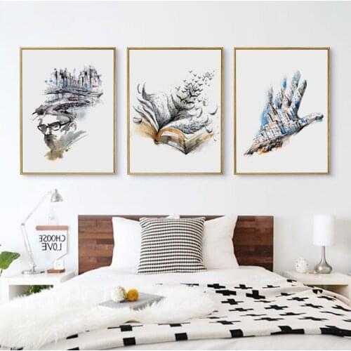 Modern Abstract Watercolor Portrait Canvas Painting Print Poster Picture Home Wall Art Decoration Can Be Customized