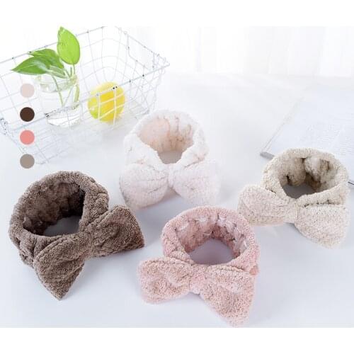Super Absorbent Coral Fleece Wash Face Spa Bow Hairbands For Women Girls Headbands Headwear Hair Bands Turban Hair Accessories