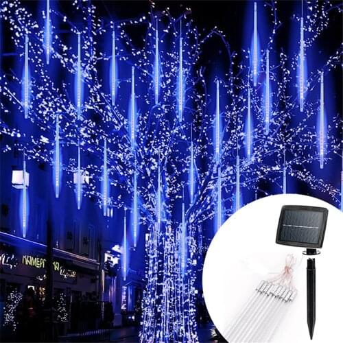 8tubes/Set 30/50cm LED Meteor Shower String Light Solar Outdoor Waterproof New Year Lamp for Christmas Wedding Party Fairy Decor