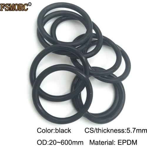OD20mm~600mm*5.7mm thickness/CS Black EPDM o rings acid and alkali resistance water resistance and friction resistance o-ring