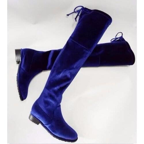 High Quality Women Fashion Round Toe Over Knee High Heel Boots Slim Style Long Flat Boots Free Shipping Casual Boots