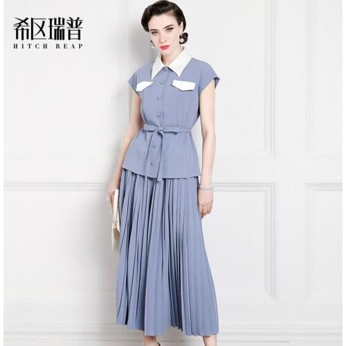 High End Temperament Fashion Suit Womens Europe Station 2021 New Summer French Skirt Two Piece Set