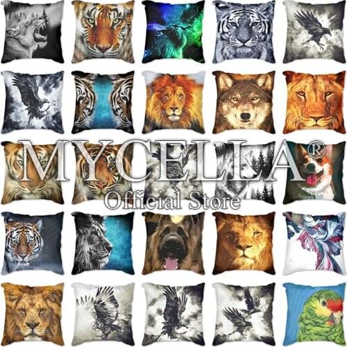 Animals Pillow Cover Nordic Cushion Cover Living Room Bedroom Decor Home Decorative Pillows Cojin 45*45cm tiger lion eagle cat