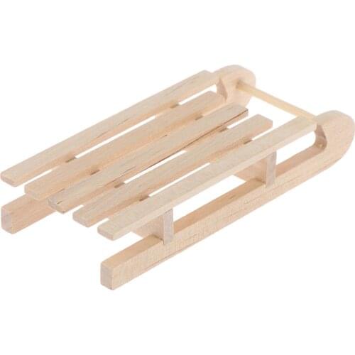 1pc 1/12 Mini Wooden Sleigh Gift Box Model DIY Christmas Landscape Dollhouse Accessory New
