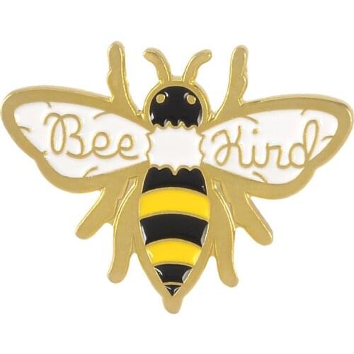 1PCS Bee Kind Pin Honey Brooch Bee Lapel Pin Be kind Enamel pin Animal Jewelry Brooches For Men Women Daily Supplies