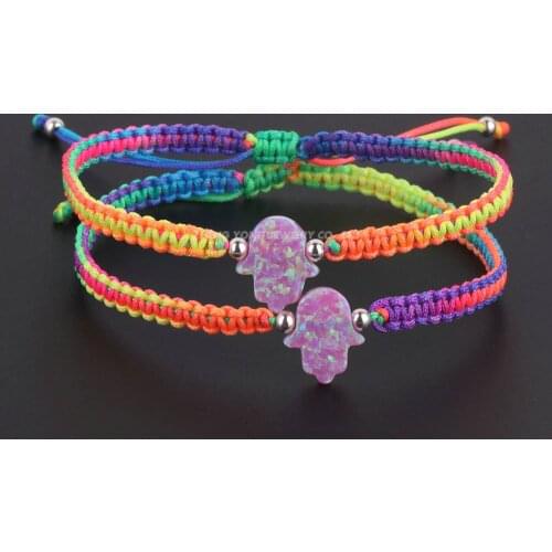 11*13mm Hamsa With Multi Colors Nylon Rope Thread Knots Adjustbale Bracelets