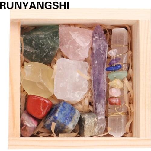 11pcs Natural Crystal Gemstone Amethyst Healing Chakra Stone Collection Popular Stones Decoration Crafts