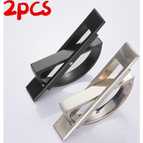 2Pcs/Lot Tatami Hidden Door Handles Zinc Alloy Recessed Flush Pull Cover Floor Cabinet Handle Silver Black Cupboard Handles