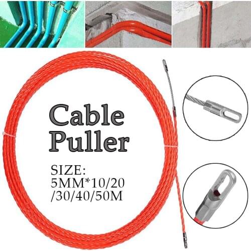 5mm Red Nylon Snake Cable Push Puller Fish Tape Reel Conduit Ducting Rodder Pulling Puller Wire Guide Accessories 10M-50M