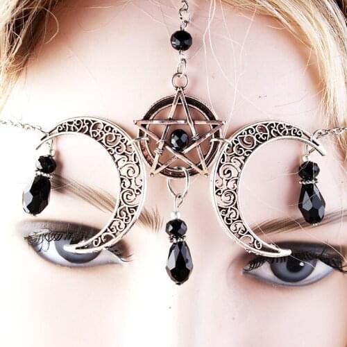 New Posey Pentagram Star Chain Moon Natural Stone Hair Chain Supernatural Bat Hair Accessories 5pcs
